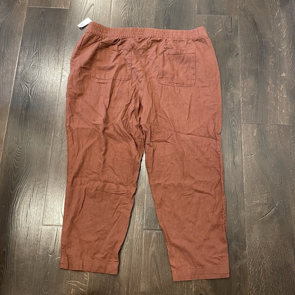 New Old Navy Brown Linen Blend High Rise Straight Comfort Waist Band Pants XXL - Picture 2 of 5